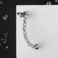 Серьга &laquo;Кафф&raquo; стразы классика, на правое ухо, цвет белый в серебре