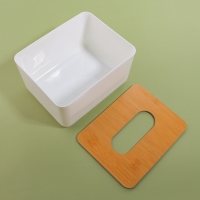 Органайзер для хранения салфеток «BAMBOO», 17 × 13 × 9,5 см, цвет белый/коричневый Органайзер для хранения салфеток «BAMBOO», 17 × 13 × 9,5 см, цвет белый/коричневый