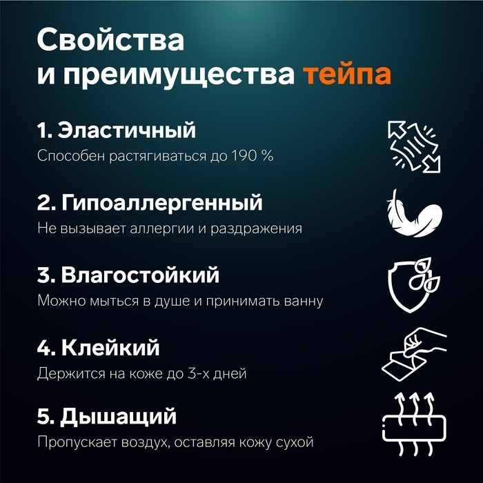 Кинезио - тейп, 7,5 см &times; 5 м, цвет синий