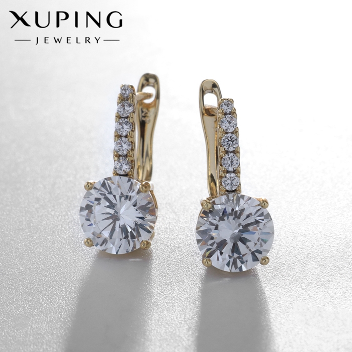 Серьги со стразами XUPING млечный путь, цвет белый в золоте Серьги со стразами XUPING млечный путь, цвет белый в золоте