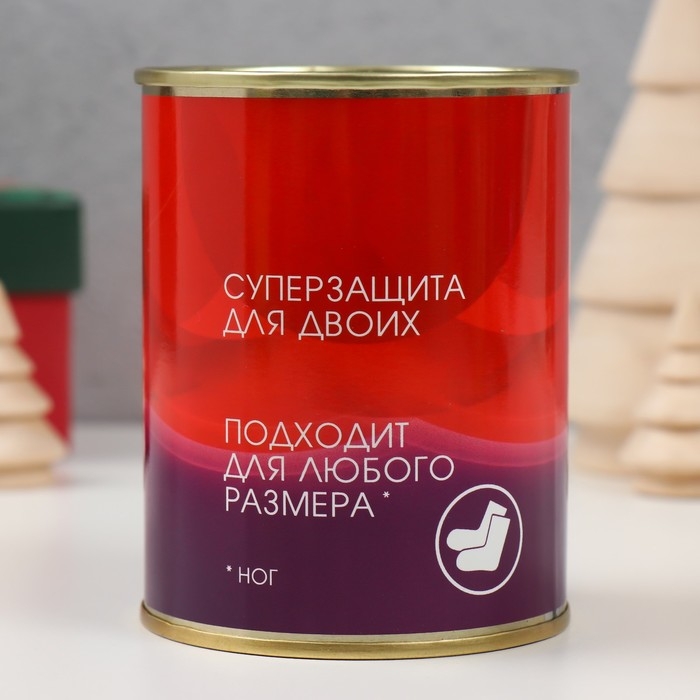 Носки с принтом в банке Носки с принтом в банке "XXXL защита ног" (мужские, "Чистые носки")