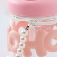 Бутылка для воды стеклянная &laquo;Бьюти&raquo;, 400 мл, 8&times;14,5 см, цвет розовый