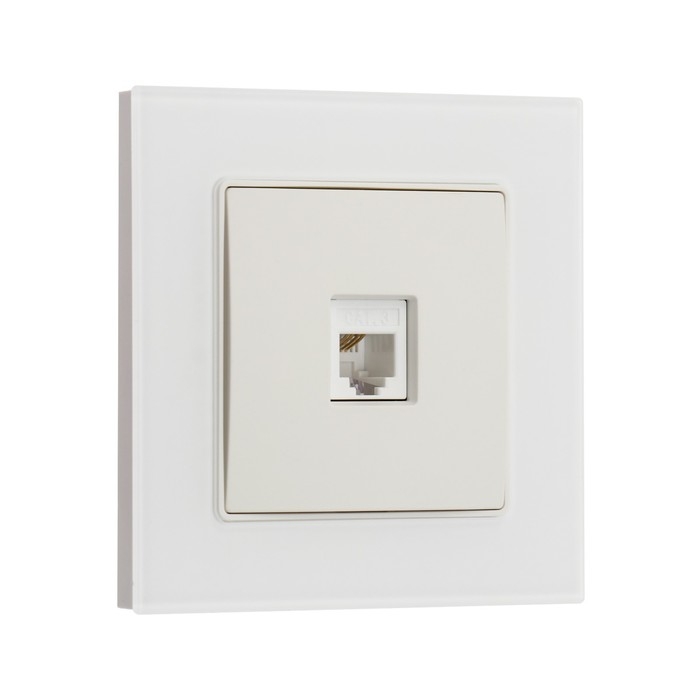 Розетка телефонная одноместная TOT Matte Glass, скрытая, стекло, белая Розетка телефонная одноместная TOT Matte Glass, скрытая, стекло, белая