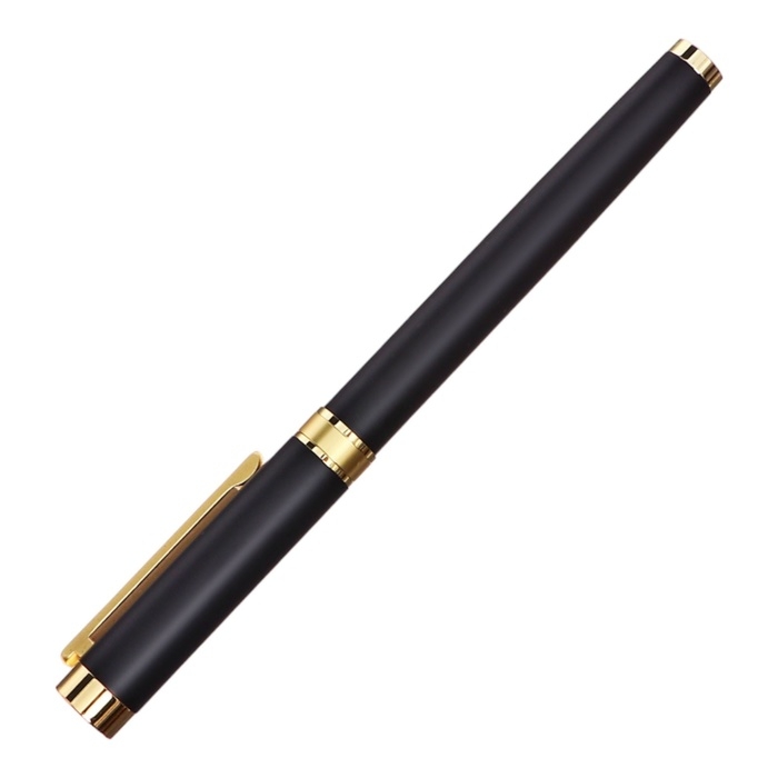 Ручка подарочная роллер в кожзам футляре Офис корпус черный/золото