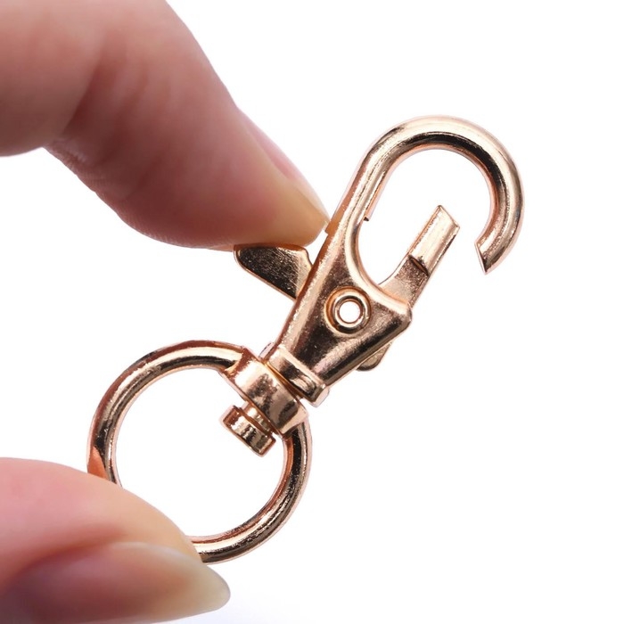 Карабин металлический, 43 &times; 18 мм / 13 &times; 2,3 мм, 5 шт, цвет золотой