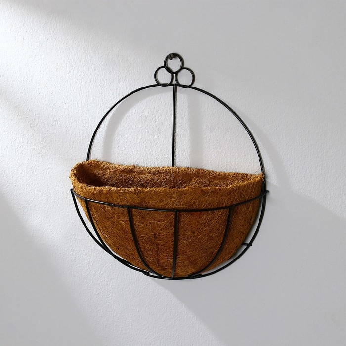 Кашпо настенное, d = 25 см, с кокосовым вкладышем, &laquo;Полусфера&raquo;, Greengo