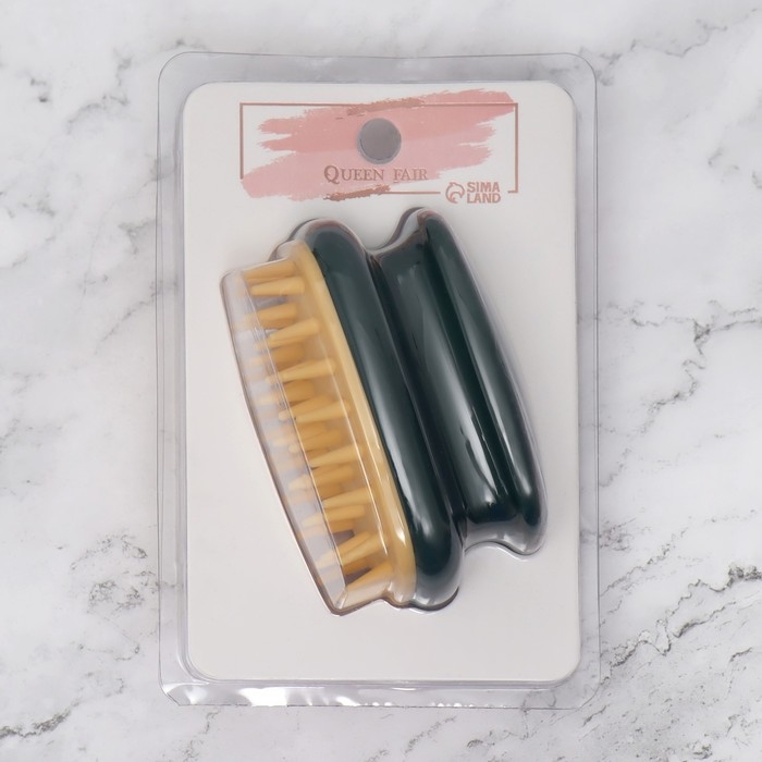 Щётка - массажёр для мытья головы, 10 &times; 6 &times; 6,2 см, в блистере, цвет МИКС