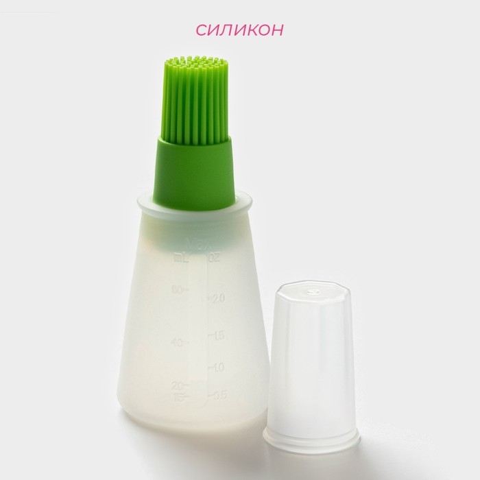 Кисть с резервуаром для масла Доляна &laquo;Олио&raquo;, силикон, 70 мл, 11 см, цвет зелёный