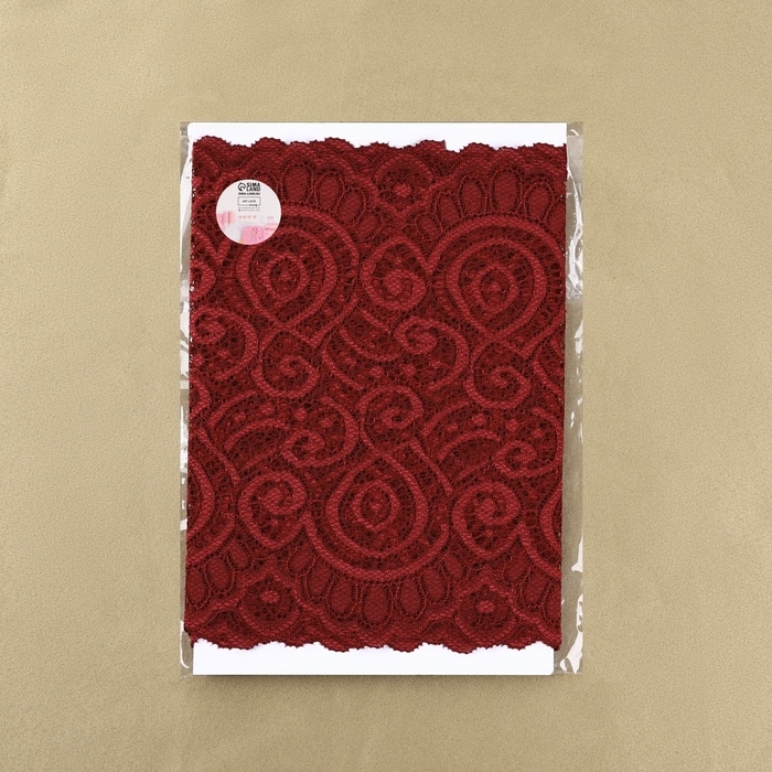 Кружевная эластичная ткань, 180 мм &times; 2,7 &plusmn; 0,5 м, цвет бордовый