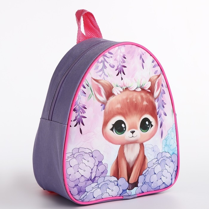 Рюкзак детский для девочки  &laquo;Оленёнок&raquo;, 23х20,5х10 см, отдел на молнии, цвет красный