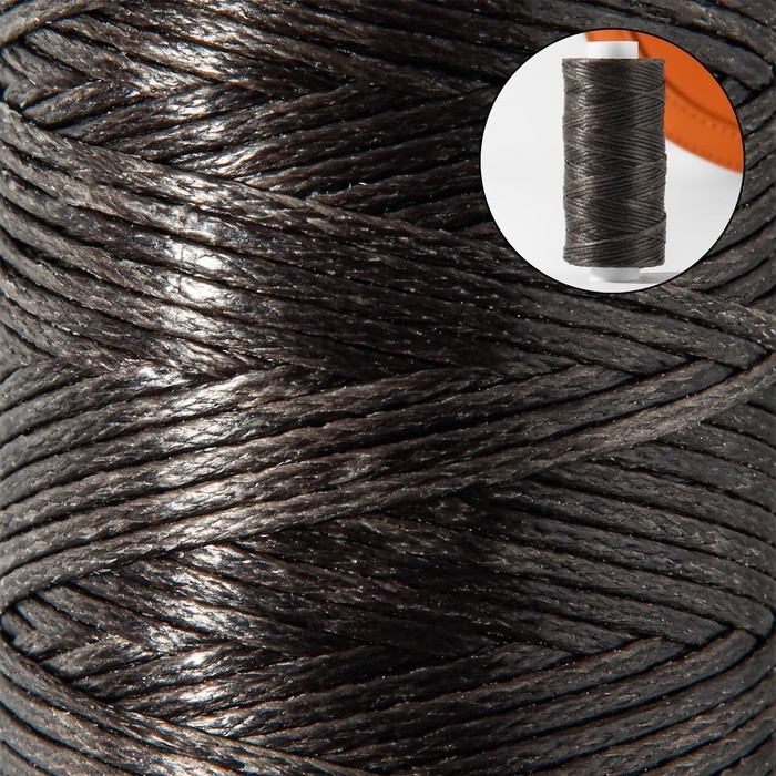 Нитки вощёные, плоские, 150D/16, 0,8 мм, 50 &plusmn; 2 м, цвет серый