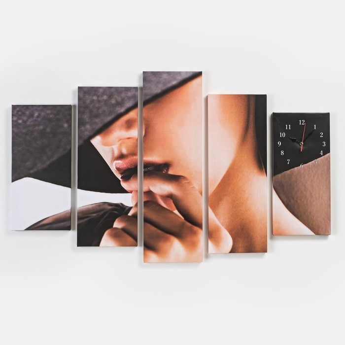 Часы-картина настенные, модульные "Загадочная девушка", бесшумные, 80 х 140 см