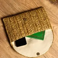 Сумка клатч плетёная из сиграсса 26х16х3 см, цв. бежевый