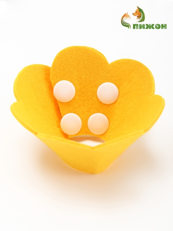 Ветеринарный воротник из фетра "Ромашка", размер XS, жёлтый