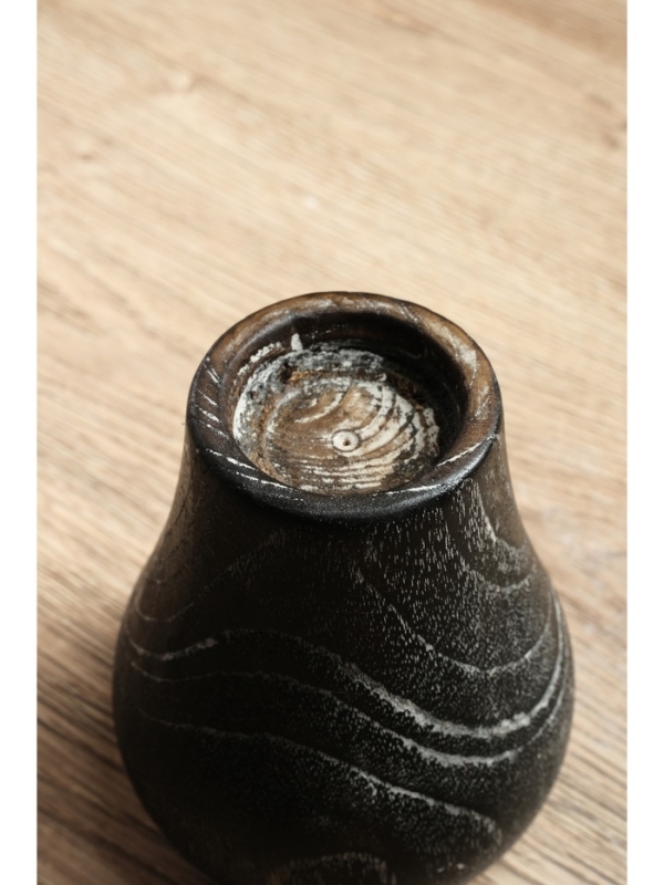 Подсвечник из дерева Джати, d 4 см, 9х9х12 см, цв. темно-коричневый