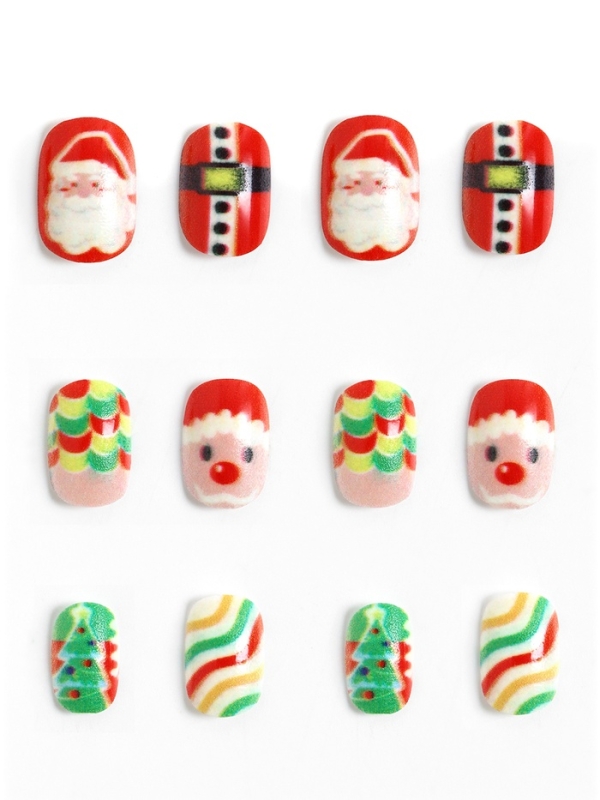 Детские накладные ногти на новый год &laquo;Дед мороз и ёлочка&raquo;, 12 шт