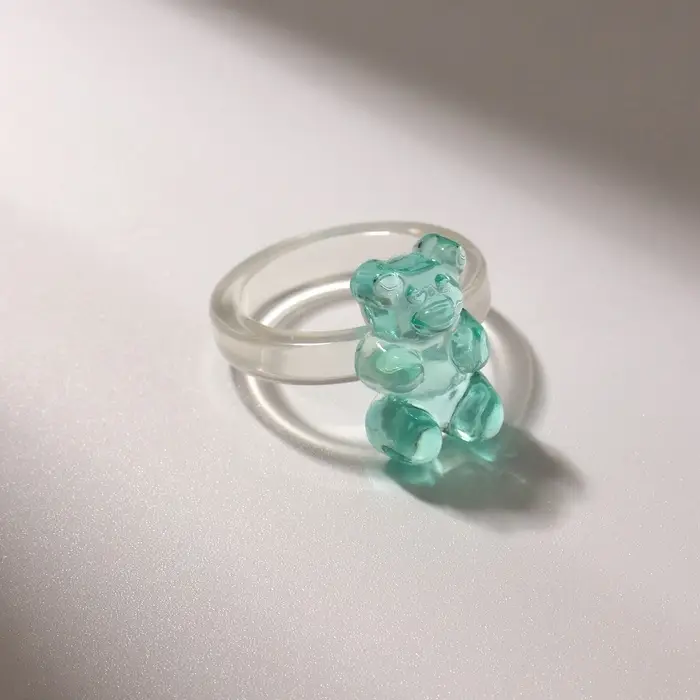 Кольцо &laquo;Мармеладный мишка&raquo;, цвет голубой, размер 17