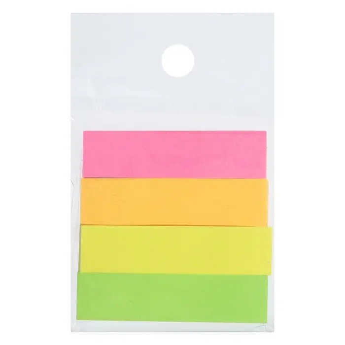 Блок - закладка с липким краем, 12&times;50 мм, бумажные, 4 цвета по 80 листов, неоновые