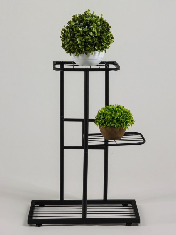 Подставка для цветов Greengo, 3 полки, 43 &times; 22 &times; 57 см, напольная, металл, чёрная