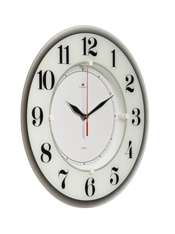 Часы настенные, интерьерные "Рубин", бесшумные, d-34 см, белые
