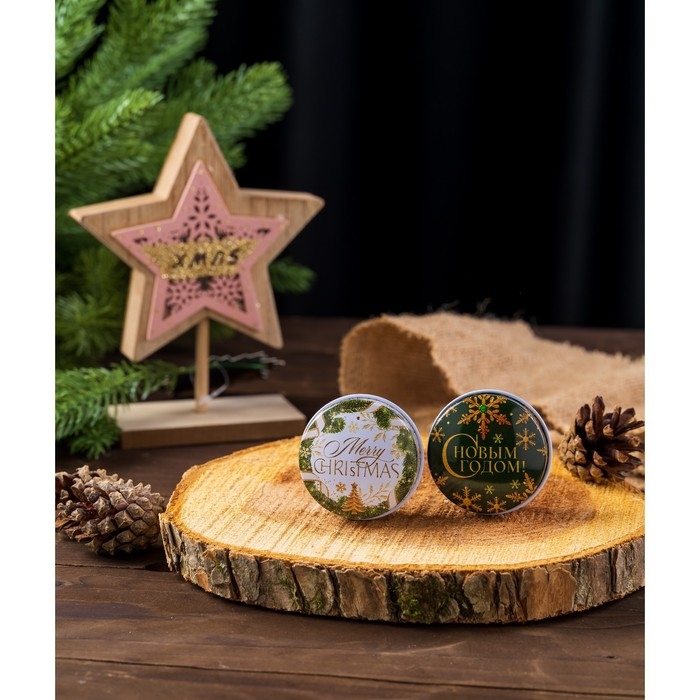 Свеча новогодняя, в железной банке &laquo;Праздничная&raquo;, аромат еловые ветки, диам 4,8 см