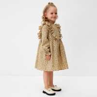 Платье для девочки MINAKU: Cotton collection цвет бежевый, рост 116 см