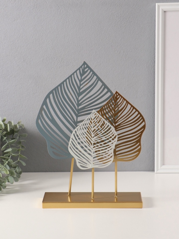 Сувенир металл "Листья Монстеры" синий 8х25х31 см