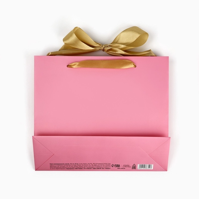 Пакет ламинированный с лентой &laquo;С днём рождения&raquo;, M 30 х 9 х 26 см