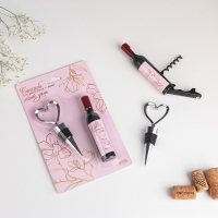 Подарок гостям на Свадьбу &laquo;Спасибо, что вы с нами&raquo;, штопор и пробка,12,3 х 19,9 см.