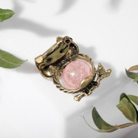 Брошь &laquo;Сова&raquo; шарик, цвет розовый в чернёном золоте