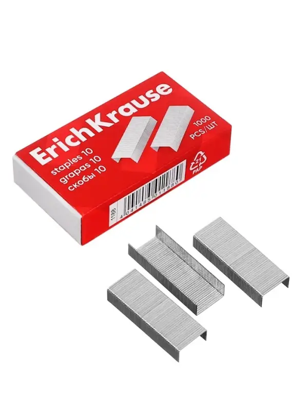 Скобы металлические №10, ErichKrause, для степлера, 1000 шт.