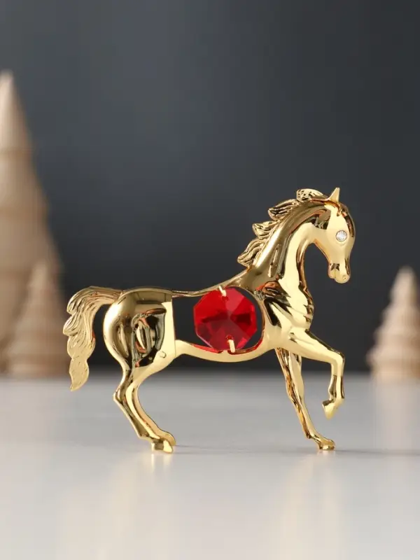 Сувенир Лошадка маленькая с 2-мя красными хрусталиками, 7х2х6 см.