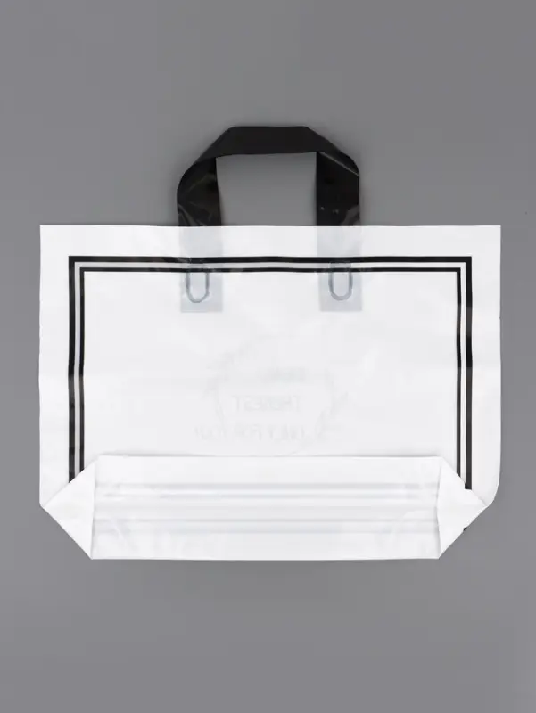 Пакет с петлевой ручкой белый 35 х 25 х 8 см  80 мкм