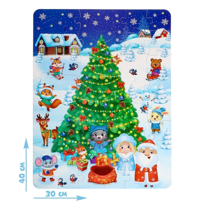 Пазлы с окошками &laquo;Новый год в лесу&raquo;, 10 окошек, 20 деталей