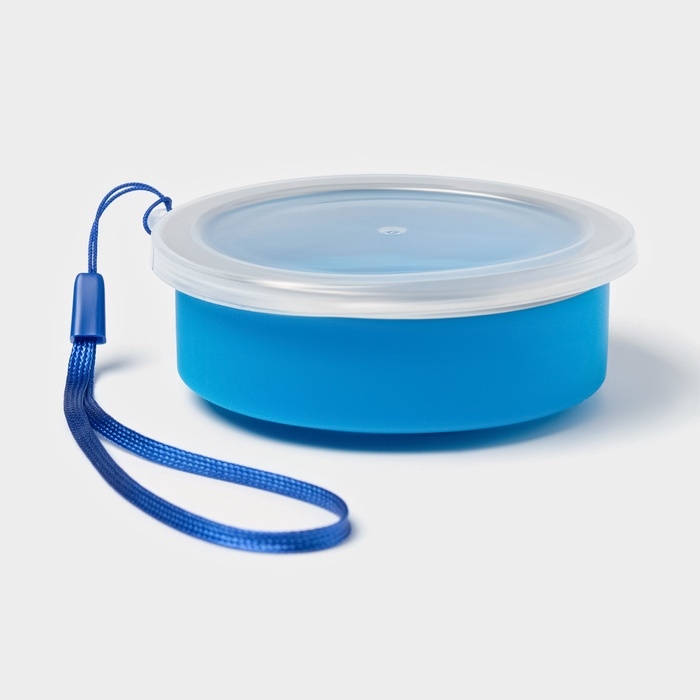 Стакан силиконовый складной с крышкой Доляна &laquo;Айли&raquo;, 200 мл, 8,5&times;9 см, цвет синий