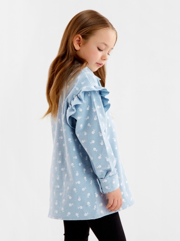 Рубашка детская с воланом KAFTAN р.38 (146-152 см), синий