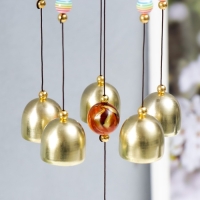 Музыка ветра металл "Ганеша в золотом цветке" 5 колокольчиков 56х8 см Музыка ветра металл "Ганеша в золотом цветке" 5 колокольчиков 56х8 см