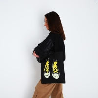 Шопер &laquo;Кеды&raquo;, 35 х 0,5 х 40 см, с лентой, чёрный