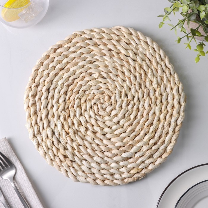 Салфетка сервировочная на стол Доляна &laquo;Косичка&raquo;, d=25 см, плетёная