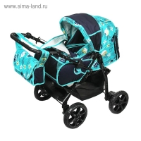 Коляска-трансформер «Гном», пластиковые колёса, оттенки бирюзового, рисунок МИКС Коляска-трансформер «Гном», пластиковые колёса, оттенки бирюзового, рисунок МИКС
