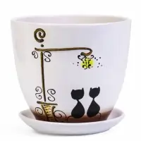 Набор горшков цветочный поддоном 4 шт 0,4 / 1 / 2,5 / 5 л керамика, Вечер