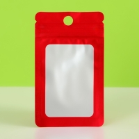 Пакет Зип-лок с окном, с еврослотом, красный, 6 х 10 см набор 20шт  10460415