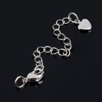 Замок-карабин родированный (набор 5 шт) "Сердце" с удлинительной цепочкой 5см, цвет серебро   108723