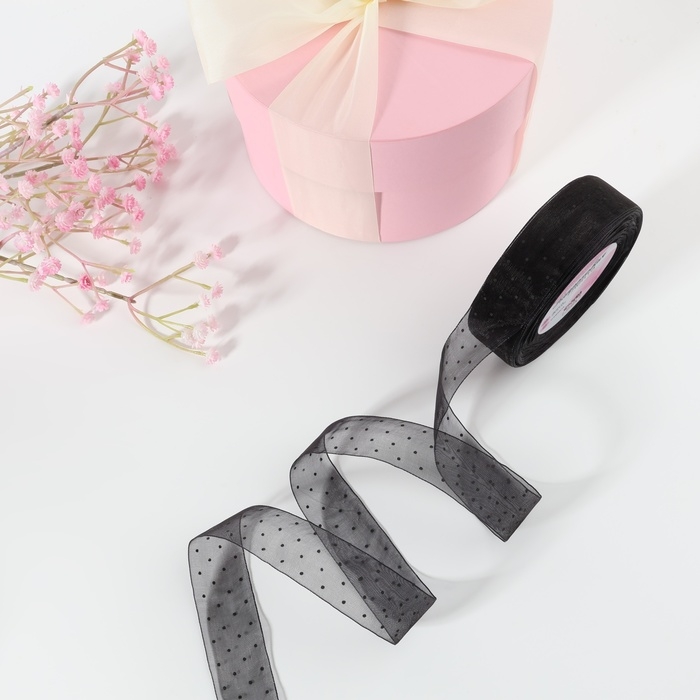 Лента капроновая &laquo;Горох&raquo;, 25 мм, 23 &plusmn; 1 м, цвет чёрный