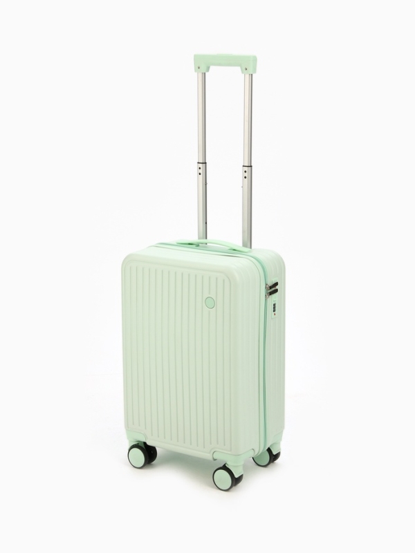 Чемодан 20", PС, 34*22*56, отд на молнии, код замок, 4 колеса, св. зеленый