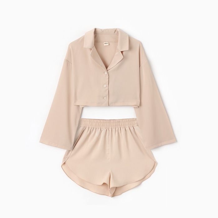 Пижама (сорочка, шорты) женская MINAKU:  Home collection цвет жемчужный , р-р 48