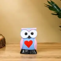 Набор сувенирный "Совята с сердечком" дерево H 15, 13, 11 см, цв. сиренево-голубой