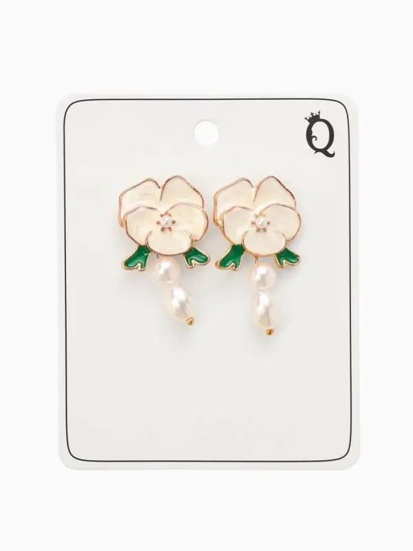 Серьги "Цветок кувшинки", цвет белый в золоте