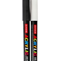 Набор маркеров акриловых 2 штуки, черный/белый, пулевидный наконечник 4мм Набор маркеров акриловых 2 штуки, черный/белый, пулевидный наконечник 4мм