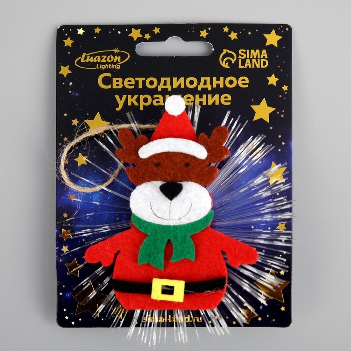 Световая подвеска «Олень» 10 см, батарейки LR44х3 (в комплекте), свечение мульти Световая подвеска «Олень» 10 см, батарейки LR44х3 (в комплекте), свечение мульти